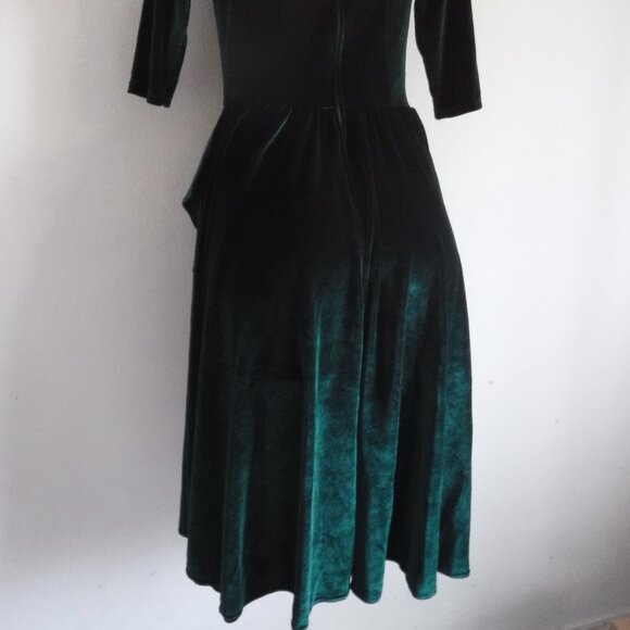 NWT Pinup Girl Clothing Monica Green Velvet Swing Dress Size L - Picture 6 of 8